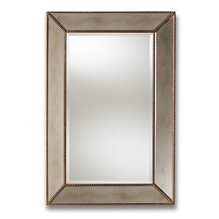Baxton Studio Neva Modern Antique Gold Finished Rectangular Accent Wall Mirror 150-8869